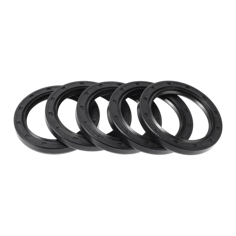 RATCHROLL Universal Oil Seal TC Double Lip W Steel Spring Seal Ring Rotary Shaft Seal 44x60x7mm High Pressure Nitrile Rubber Black 5 Pcs - Image 1